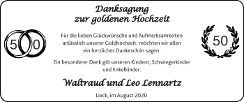 Glückwunschanzeige von Waltraud und Leo Lennartz von Zeitung am Sonntag