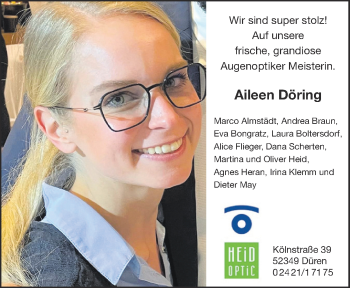 Glückwunschanzeige von Aileen Döring von Zeitung am Sonntag