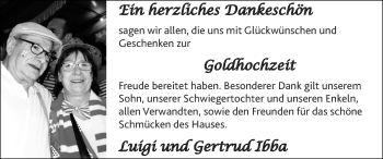 Glückwunschanzeige von Luigi und Gertrud Ibba von Zeitung am Sonntag