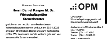Glückwunschanzeige von Daniel Kasper von Aachener Zeitung / Aachener Nachrichten