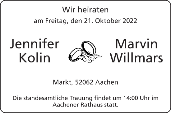 Glückwunschanzeige von Jennifer und Marvin  von Aachener Zeitung / Aachener Nachrichten