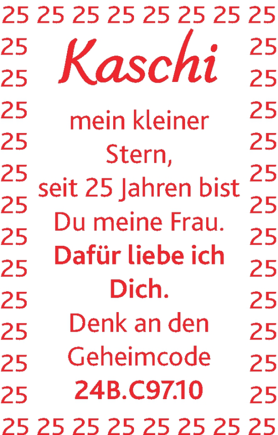 Glückwunschanzeige von Kaschi  von Zeitung am Sonntag