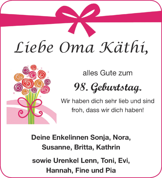 Glückwunschanzeige von Oma Käthi  von Aachener Zeitung / Aachener Nachrichten