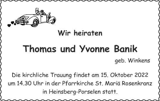 Glückwunschanzeige von Thomas und Yvonne Banik von Zeitung am Sonntag