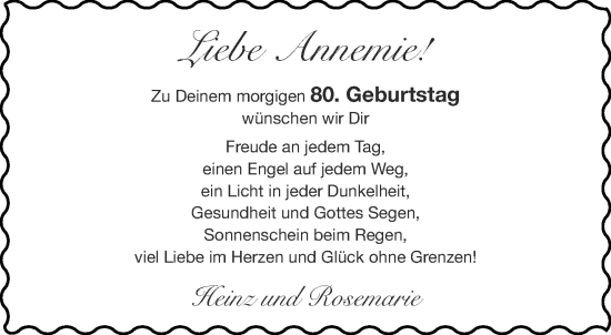 Glückwunschanzeige von Annemie  von Aachener Zeitung / Aachener Nachrichten