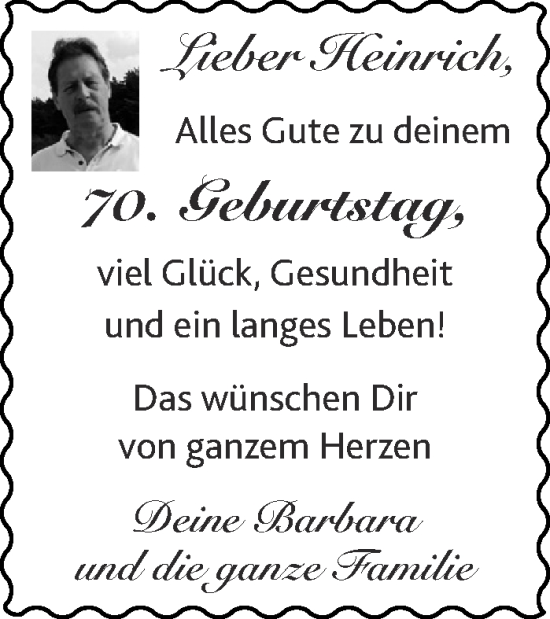 Glückwunschanzeige von Heinrich  von Aachener Zeitung / Aachener Nachrichten