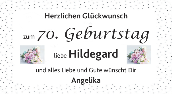 Glückwunschanzeige von Hildegard  von Aachener Zeitung / Aachener Nachrichten