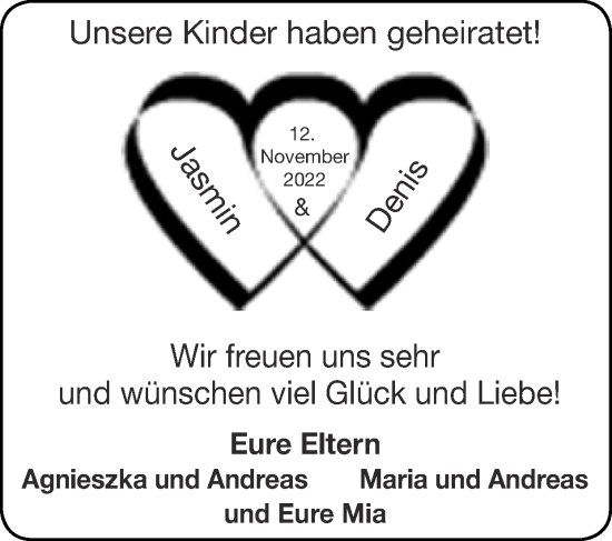 Glückwunschanzeige von Jasmin und Denis  von Zeitung am Sonntag