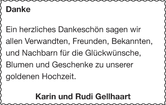 Glückwunschanzeige von Karin und Rudi  Gellhaart von Zeitung am Sonntag