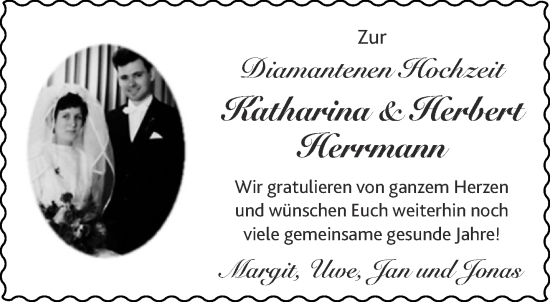 Glückwunschanzeige von Katharina und Herbert Herrmann von Aachener Zeitung / Aachener Nachrichten
