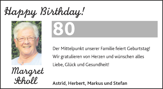 Glückwunschanzeige von Margret choll von Aachener Zeitung / Aachener Nachrichten