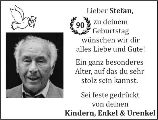 Glückwunschanzeige von Stefan  von Zeitung am Sonntag