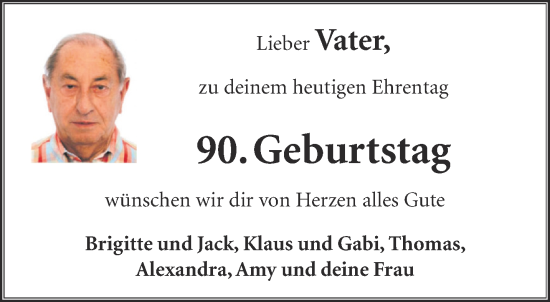 Glückwunschanzeige von 90. Geburtstag  von Aachener Zeitung / Aachener Nachrichten