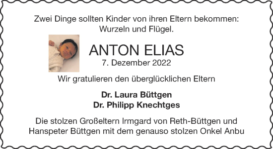 Glückwunschanzeige von Anton Elias  von Aachener Zeitung / Aachener Nachrichten