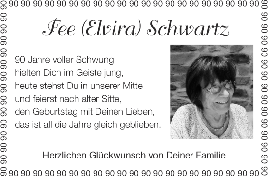 Glückwunschanzeige von Fee Schwartz von Aachener Zeitung / Aachener Nachrichten