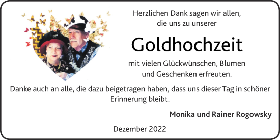 Glückwunschanzeige von Goldhochzeit  von Zeitung am Sonntag
