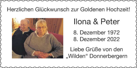 Glückwunschanzeige von Ilona und Perter  von Zeitung am Sonntag