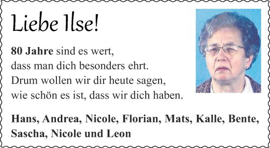 Glückwunschanzeige von Ilse  von Aachener Zeitung / Aachener Nachrichten
