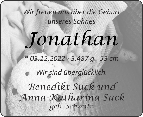Glückwunschanzeige von Jonathan  von Aachener Zeitung / Aachener Nachrichten