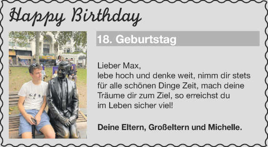 Glückwunschanzeige von Max  von Aachener Zeitung / Aachener Nachrichten