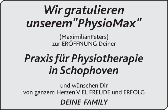 Glückwunschanzeige von Maximilian Peters von Aachener Zeitung / Aachener Nachrichten