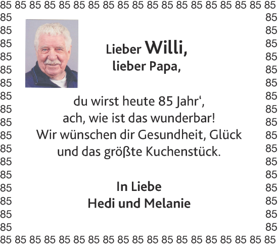 Glückwunschanzeige von Willi  von Aachener Zeitung / Aachener Nachrichten