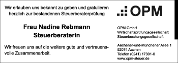 Glückwunschanzeige von Nadine Rebmann von Zeitung am Sonntag