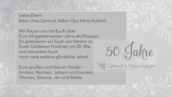 Glückwunschanzeige von Gertrud und Hans-Hubert  von Zeitung am Sonntag