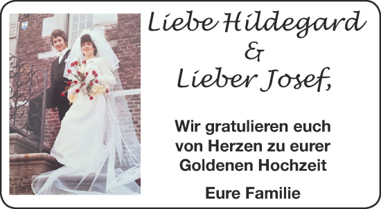 Glückwunschanzeige von Hildegard und Josef  von Aachener Zeitung / Aachener Nachrichten