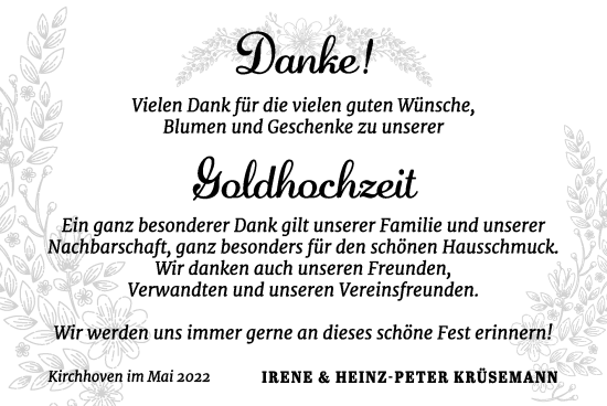 Glückwunschanzeige von Irene und Heinz-Peter Krüsemann von Zeitung am Sonntag