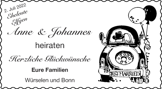 Glückwunschanzeige von Anne und Johannes  von Aachener Zeitung / Aachener Nachrichten