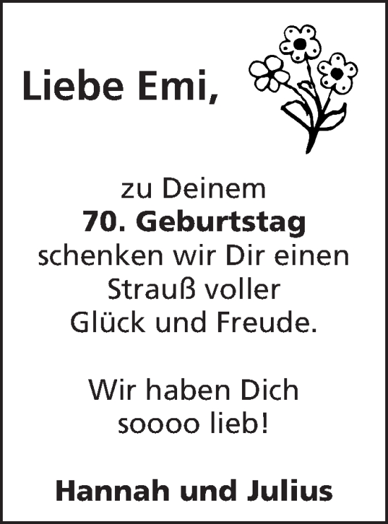 Glückwunschanzeige von Emi  von Aachener Zeitung / Aachener Nachrichten