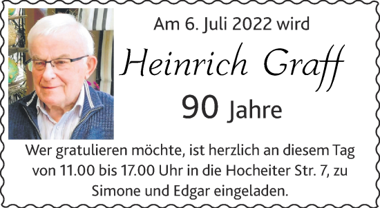 Glückwunschanzeige von Heinrich Graff von Aachener Zeitung / Aachener Nachrichten