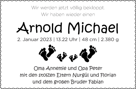Glückwunschanzeige von Arnold Michael  von Aachener Zeitung / Aachener Nachrichten