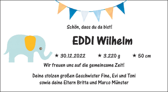 Glückwunschanzeige von Eddi Wilhelm von Aachener Zeitung / Aachener Nachrichten