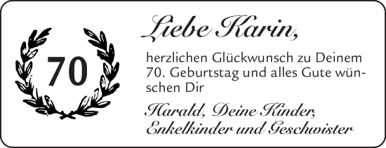 Glückwunschanzeige von Karin  von Aachener Zeitung / Aachener Nachrichten
