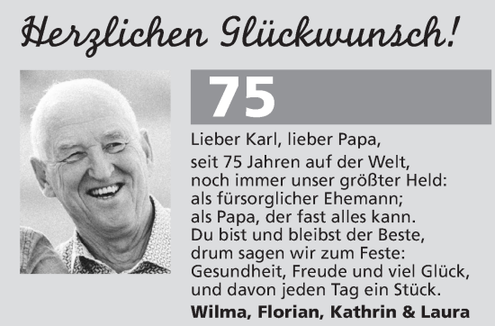 Glückwunschanzeige von Karl  von Aachener Zeitung / Aachener Nachrichten