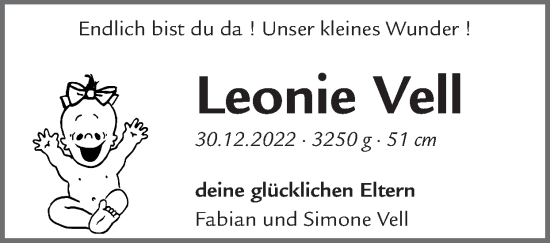 Glückwunschanzeige von Leonie Vell von Zeitung am Sonntag
