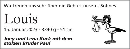 Glückwunschanzeige von Louis  von Zeitung am Sonntag