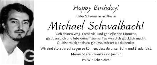 Glückwunschanzeige von Michael Schwalbach von Zeitung am Sonntag