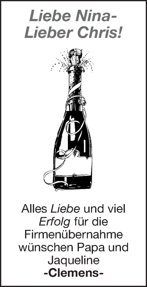 Glückwunschanzeige von Nina und Chris  von Zeitung am Sonntag