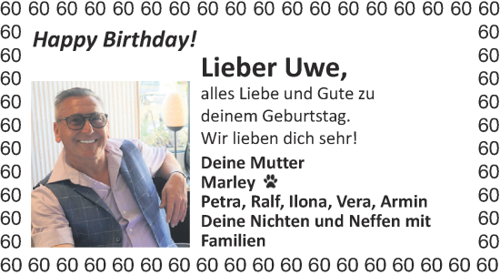 Glückwunschanzeige von Uwe  von Aachener Zeitung / Aachener Nachrichten