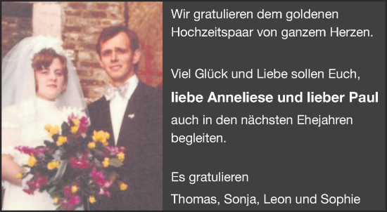 Glückwunschanzeige von Anneliese und Paul  von Aachener Zeitung