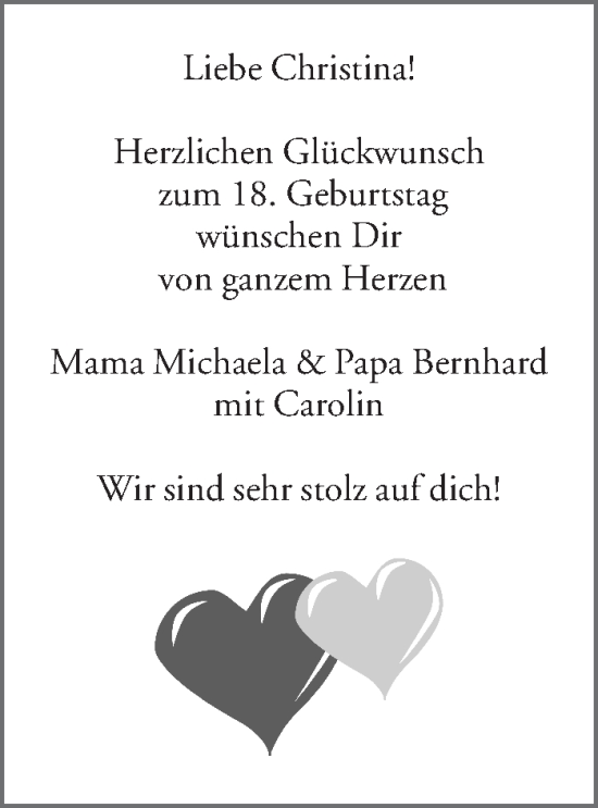 Glückwunschanzeige von Christina  von Aachener Zeitung