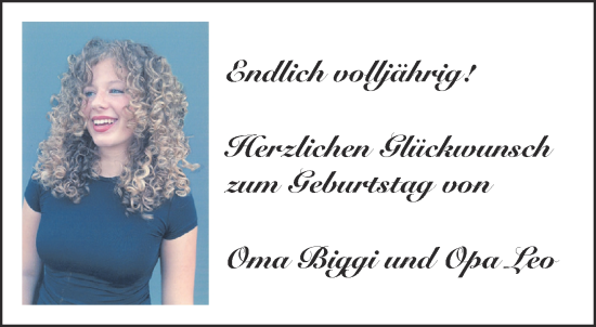 Glückwunschanzeige von Endlich volljährig  von Aachener Zeitung