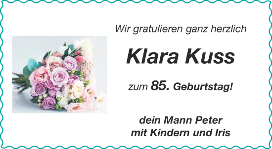 Glückwunschanzeige von Klara Kuss von Aachener Zeitung