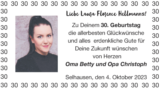 Glückwunschanzeige von Laura Florence Hellmanns von Aachener Zeitung