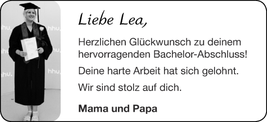 Glückwunschanzeige von Lea  von Zeitung am Sonntag