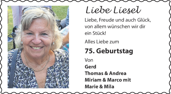 Glückwunschanzeige von Liesel  von Aachener Zeitung