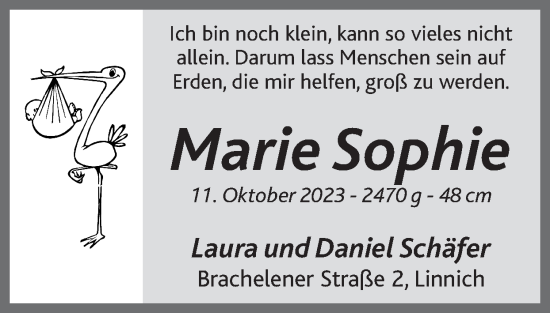 Glückwunschanzeige von Marie Sophie Schäfer von Zeitung am Sonntag